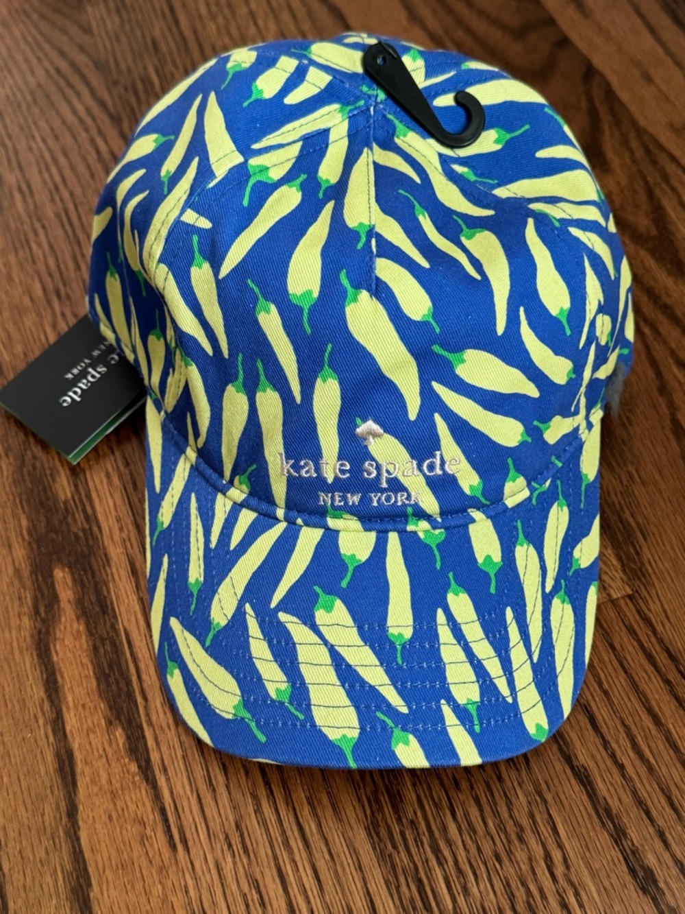 kate spade Blue Cap with Yellow Chili Pepper Print